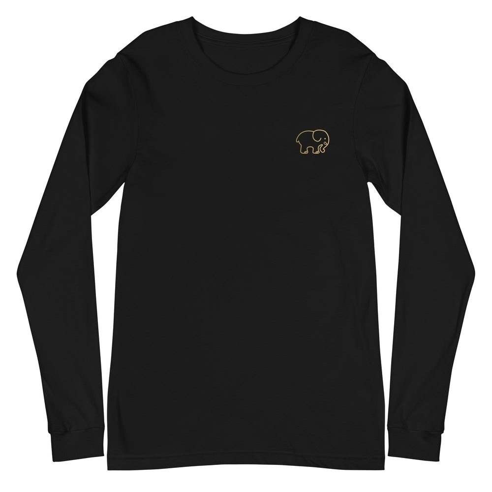 Ivory Ella Black Long Sleeve Shirt with Gold Elephant